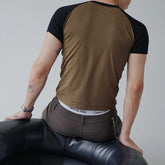 Hearujoy Y2k Short Sleeve Top Trendy Streetwear Summer New Splicing Contrast Tees Men Sexy Tight T Shirt LGBT Neutral Casual Wear Clothes